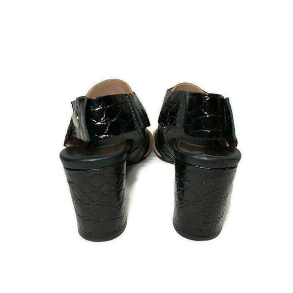 Anyi Lu‎ Sling Back Sandals 8 38 Womens Black Tan Leather Handmade Chunky Heel - Picture 7 of 11